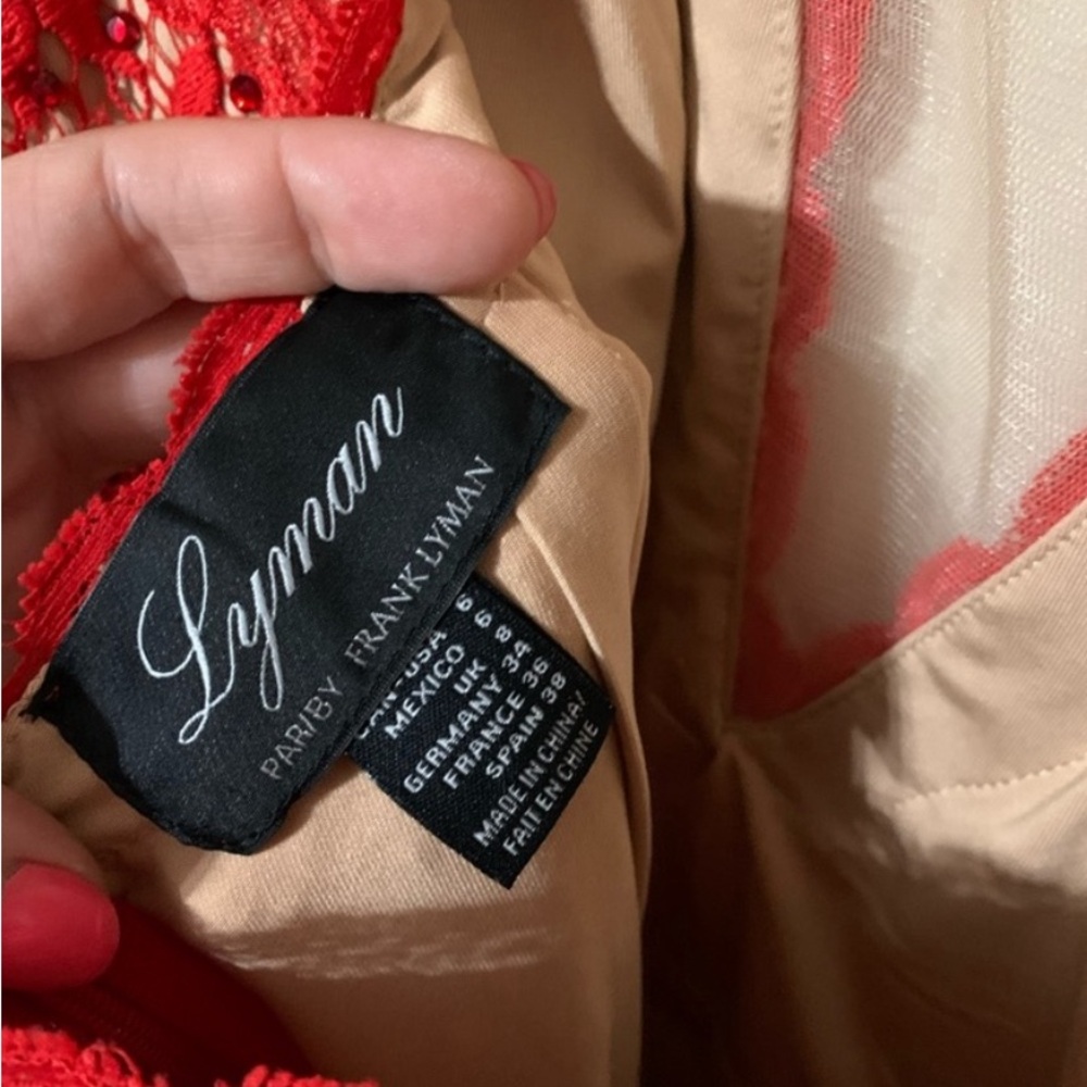 NEW Frank Lyman Design Red Lace Cocktail Dress size 6 - Picture 4 of 8